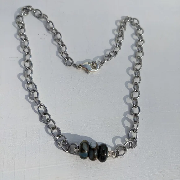 Jasper Stainless Steel Silver Chain Necklace Handmade  Crystals Grounding Unisex - Picture 8 of 13